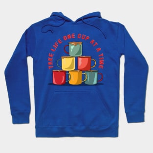 Colorful Coffee Cup Pyramid - Motivational Java Delight Hoodie